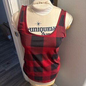 Maurices Red and Black Checkered Tank Top